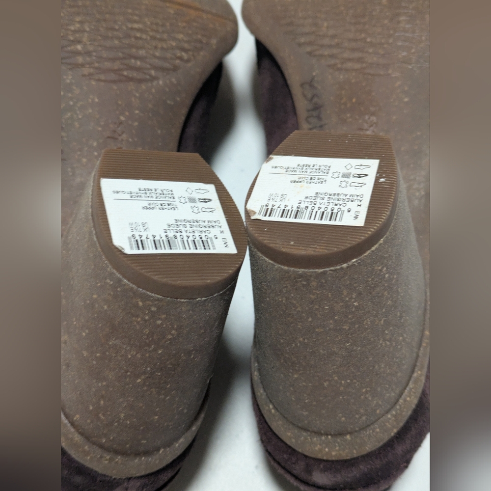 Unstructured By Clark's Purple Suede Penny Loafer Wedge Heel - Picture 9 of 11